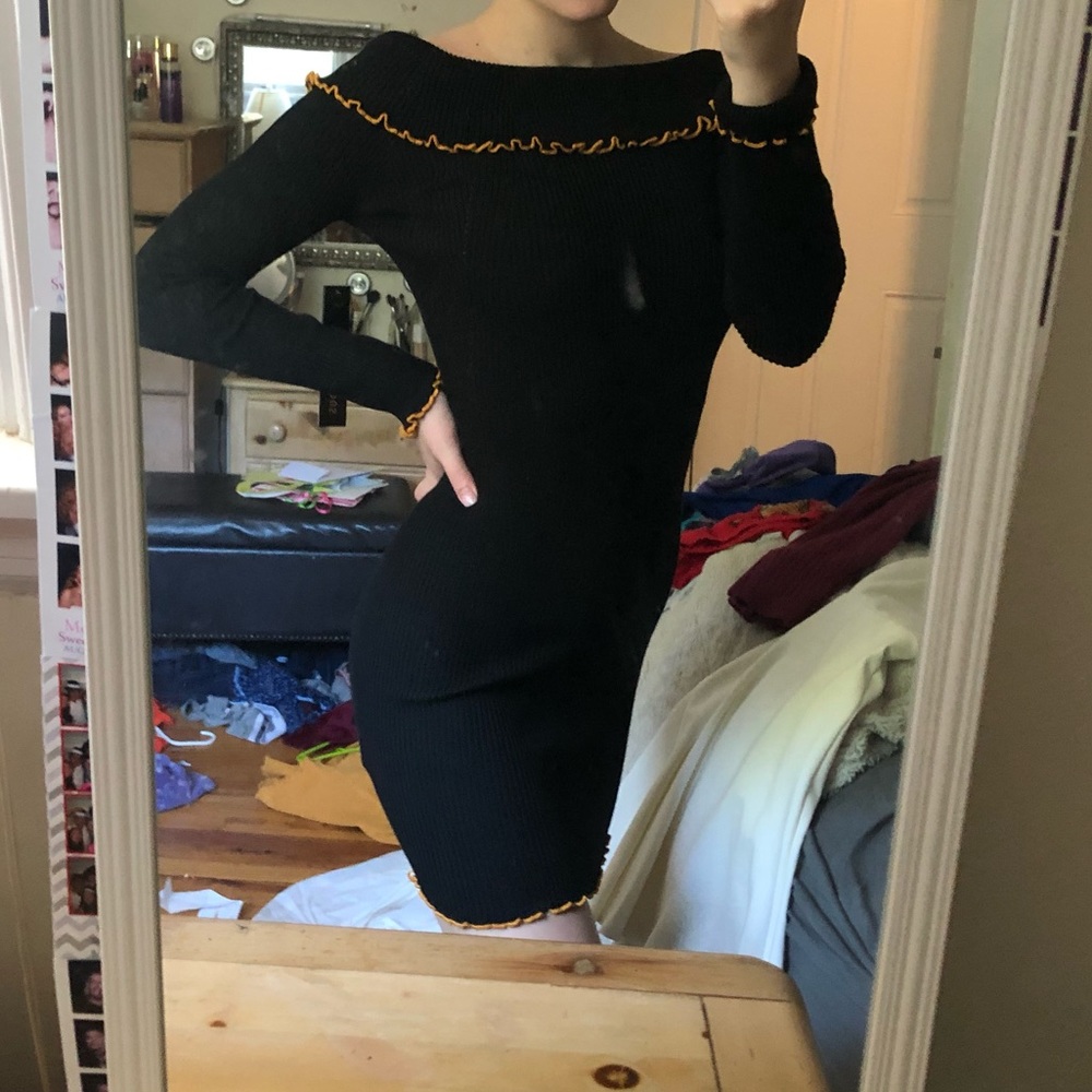 festive dress off the shoulder sweater dress